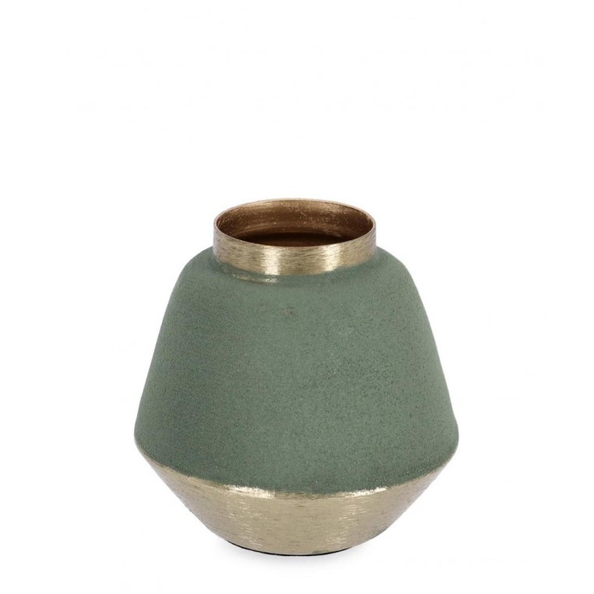 Vaso a Bottiglia Decorativa Saad Verde Gold cm.H8 | Bizzotto