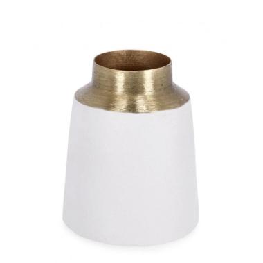 Vaso a Bottiglia Decorativa Saad Bianco Oro cm.H10 | Bizzotto