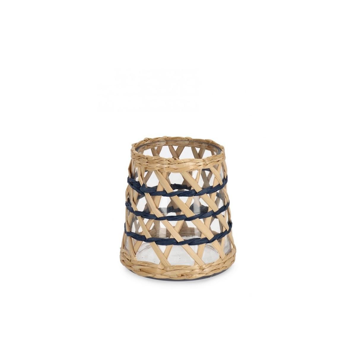 Portacandela Vetro Soraya Blu cm.H14 | Bizzotto