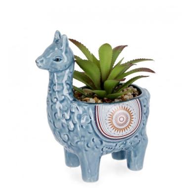 Piantina con Vaso Alpaca Blu cm.H16 | Bizzotto