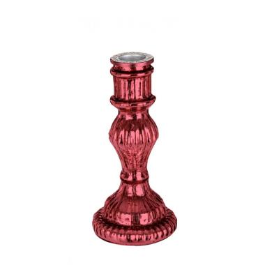 Portacandela Vetro Glimmer Rosso Lucido cm.H16,5 | Bizzotto