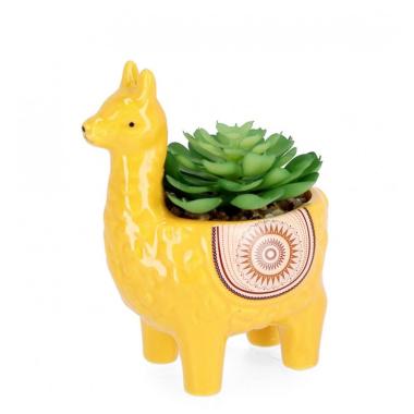 Piantina con Vaso Alpaca Giallo cm.H16 | Bizzotto