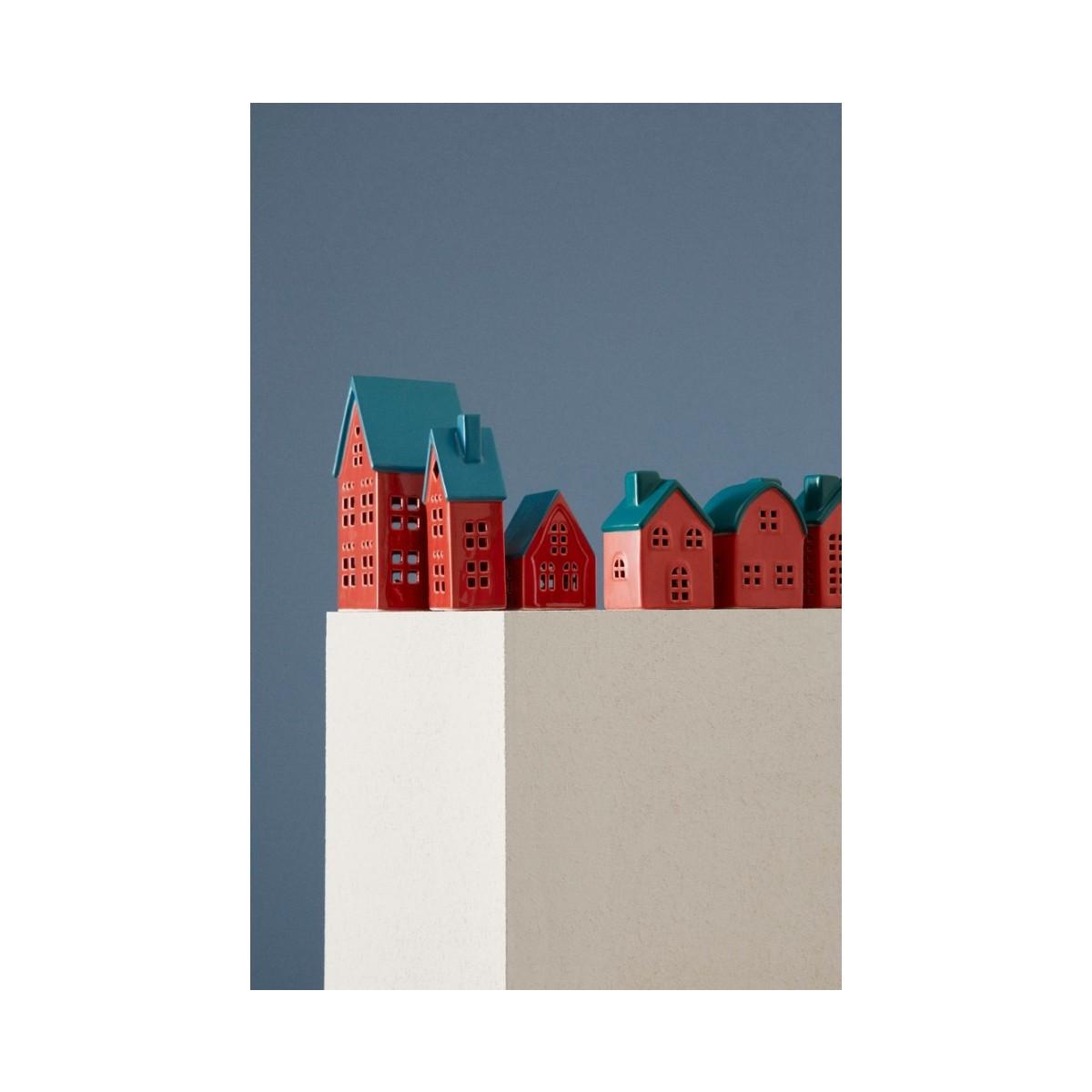 Casetta con LED Dickens Rosso Set. 3 Pezzi | Bizzotto