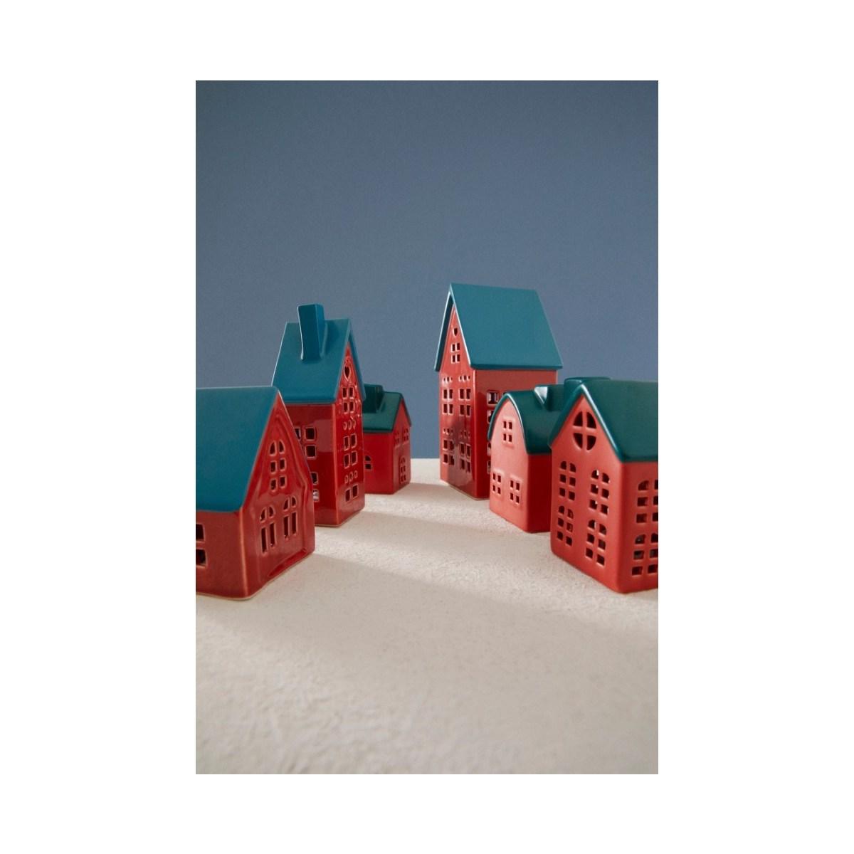 Casetta con LED Dickens Rosso Set. 3 Pezzi | Bizzotto