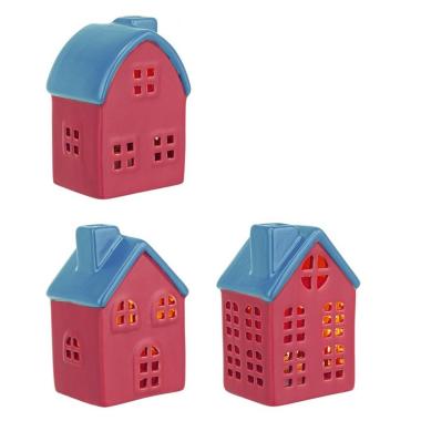 Casetta con LED Dickens Rosso Set. 3 Pezzi | Bizzotto