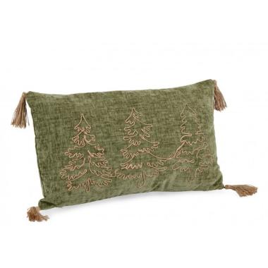 Cuscino Herbert Verde con Frange 50x30 | Bizzotto