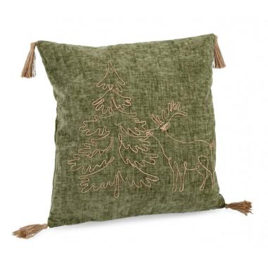 Cuscino Herbert Verde con Frange 45x45 | Bizzotto