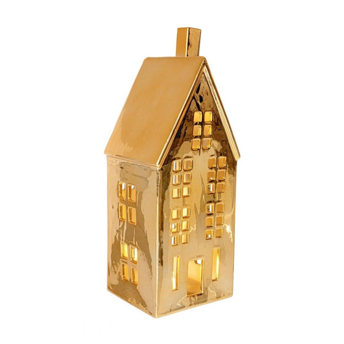 Casetta con LED Dickens Camino Oro | Bizzotto