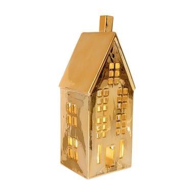 Casetta con LED Dickens Camino Oro | Bizzotto