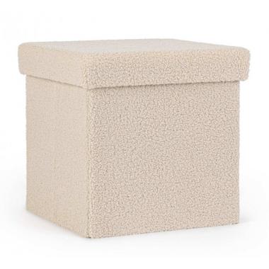 Pouf Contenitore Pieghevole. Joris Quadro Boucle Beige | Bizzotto