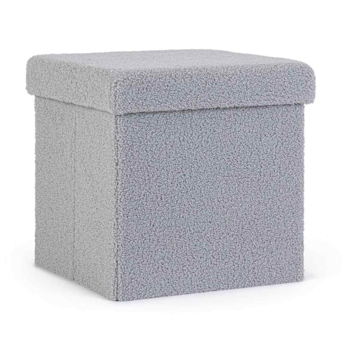 Pouf Contenitore Pieghevole. Joris Quadro Boucle Grigio | Bizzotto