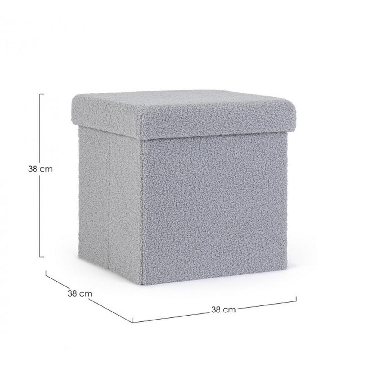 Pouf Contenitore Pieghevole. Joris Quadro Boucle Grigio | Bizzotto