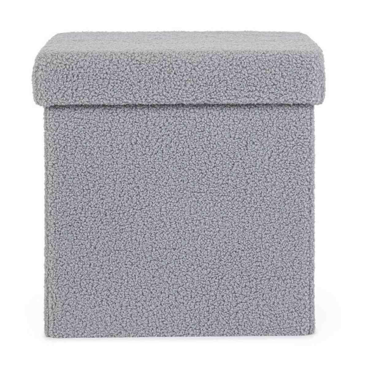 Pouf Contenitore Pieghevole. Joris Quadro Boucle Grigio | Bizzotto