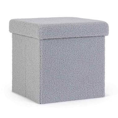 Pouf Contenitore Pieghevole. Joris Quadro Boucle Grigio | Bizzotto
