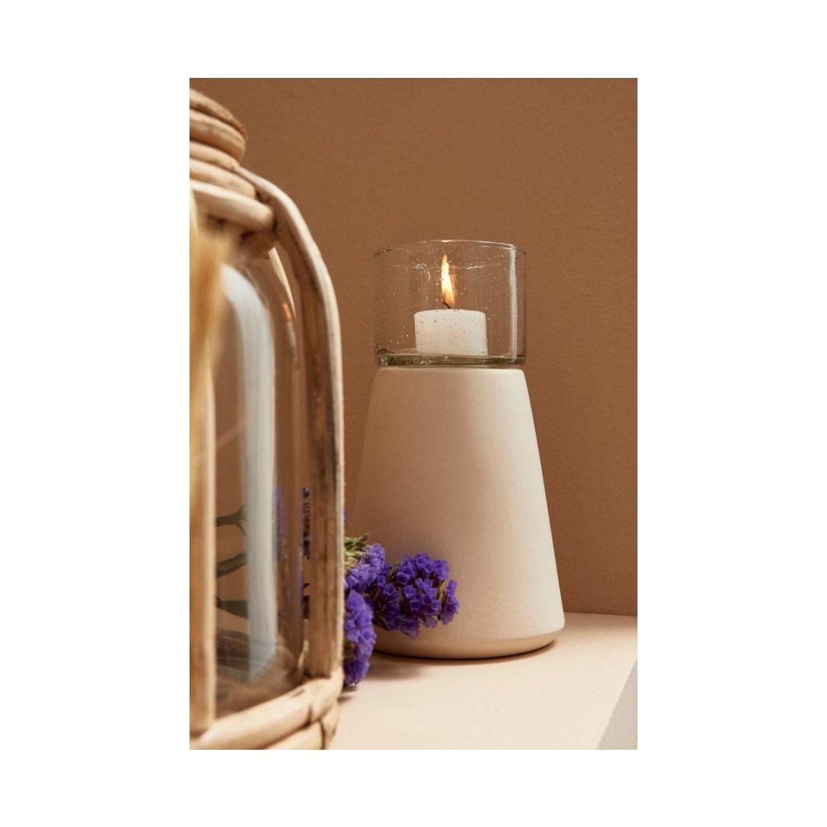 Portacandela Mardan Vetro Bianco cm.H20 | Bizzotto