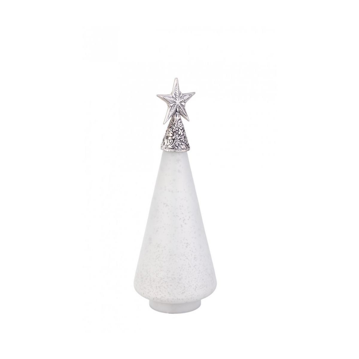 Pino Vetro Glow Bianco Opaco con Stella cm.H34 | Bizzotto