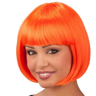 Parrucca Arancione Caschetto Liscia con Frangia