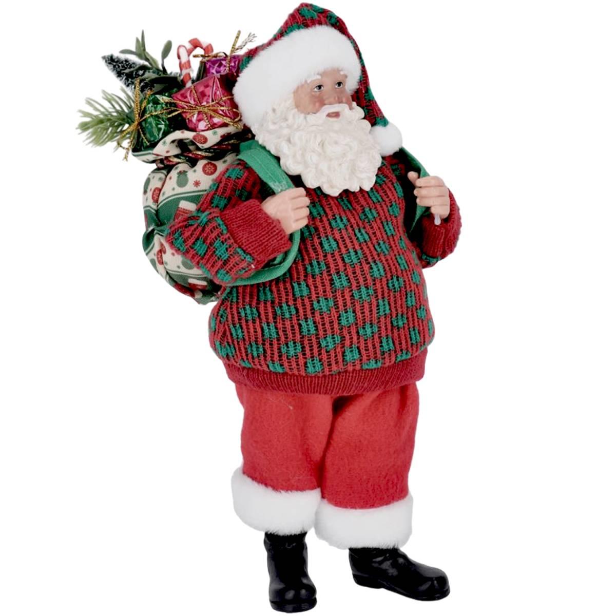 Babbo Natale Edward Abito Rosso Con Zaino cm.28 |Bizzotto