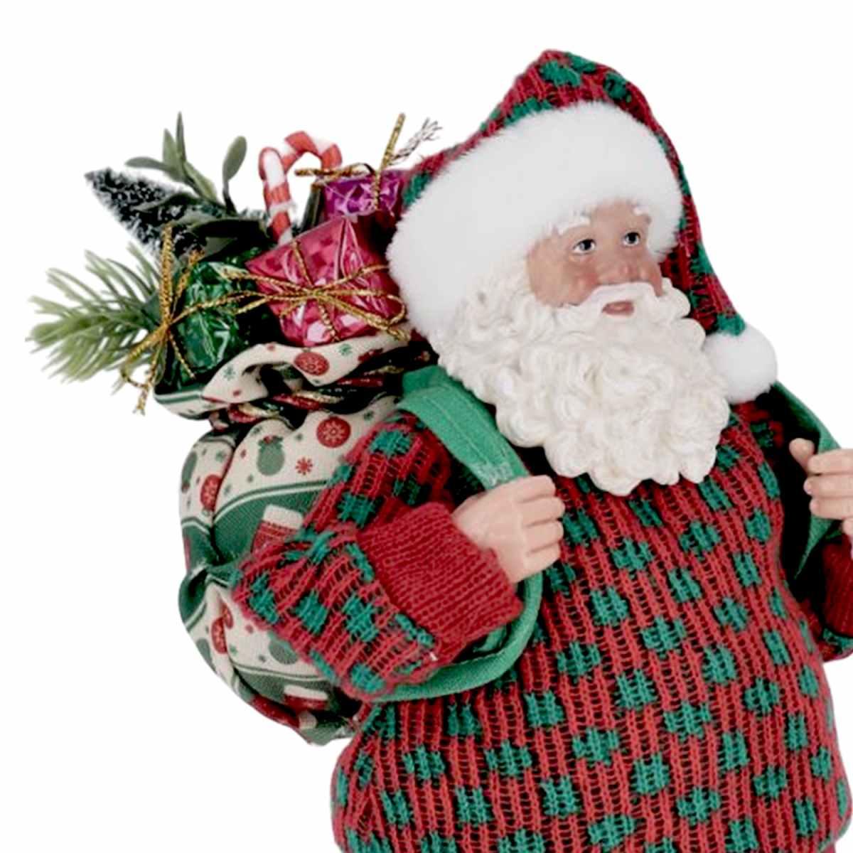 Babbo Natale Edward Abito Rosso Con Zaino cm.28 |Bizzotto