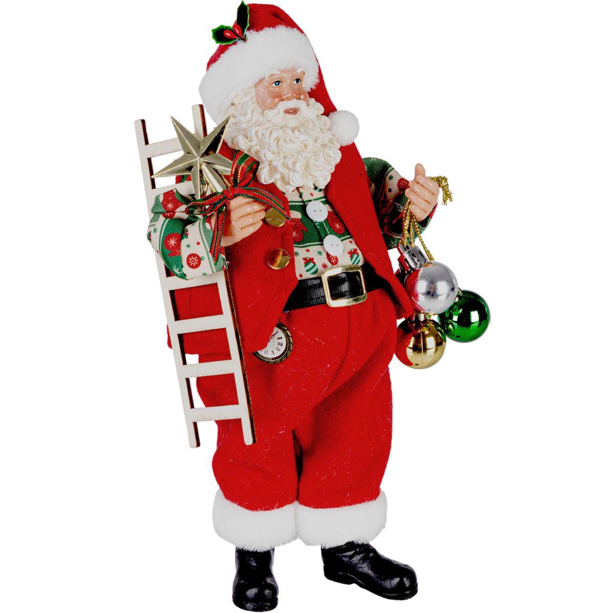 Babbo Natale George Abito Rosso Con Sfere cm.28 |Bizzotto