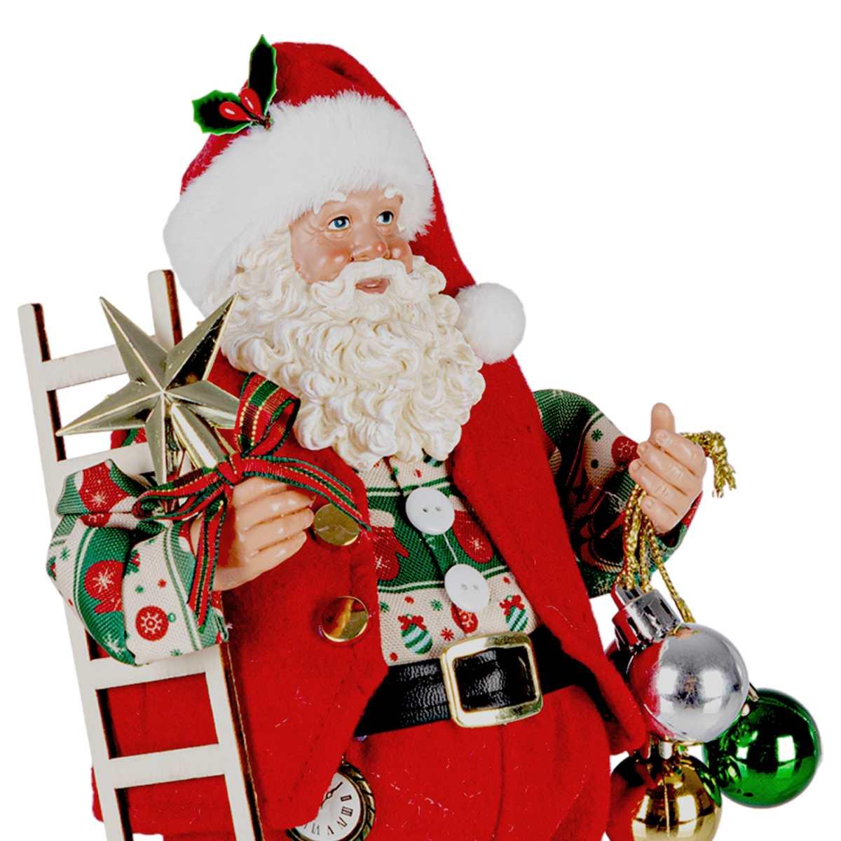 Babbo Natale George Abito Rosso Con Sfere cm.28 |Bizzotto