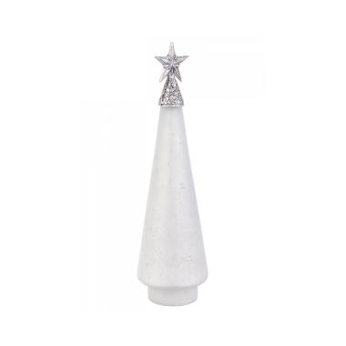 Pino Vetro Glow Bianco Opaco con Stella cm.H44 | Bizzotto