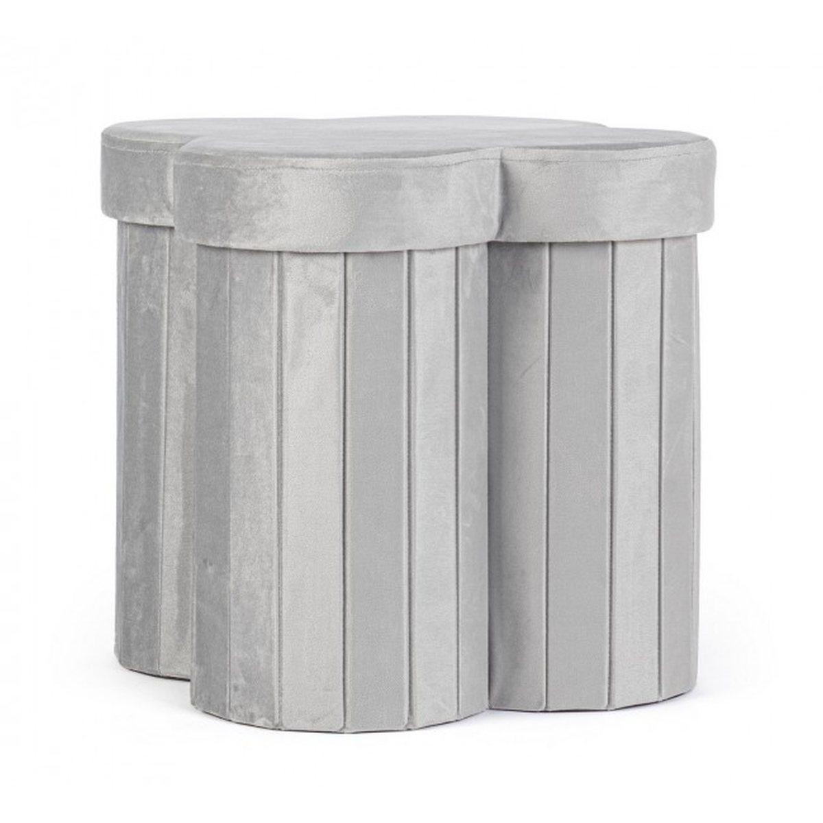 Pouf Contenitore Jocelyn Velluto Grigio | Bizzotto