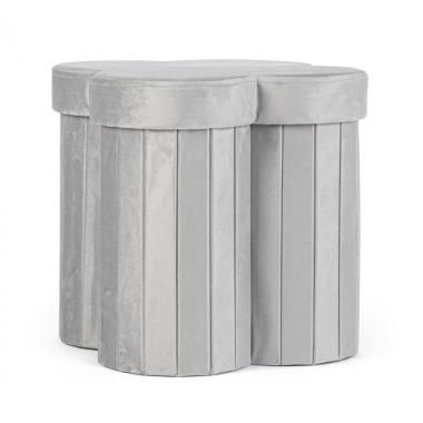 Pouf Contenitore Jocelyn Velluto Grigio | Bizzotto