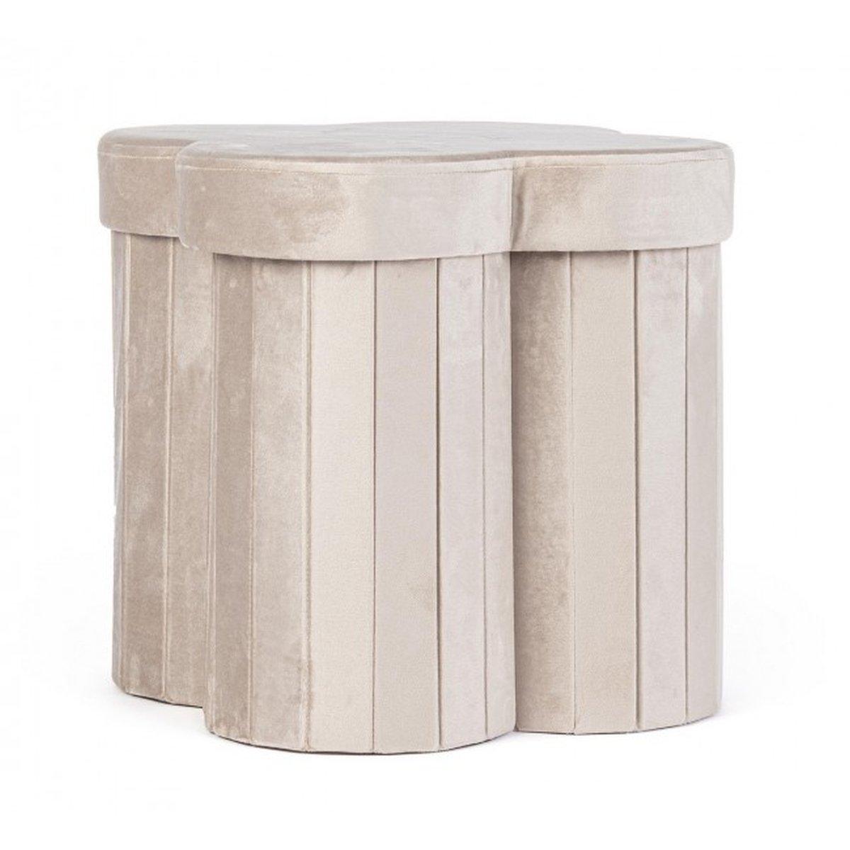 Pouf Contenitore Jocelyn Velluto Beige | Bizzotto