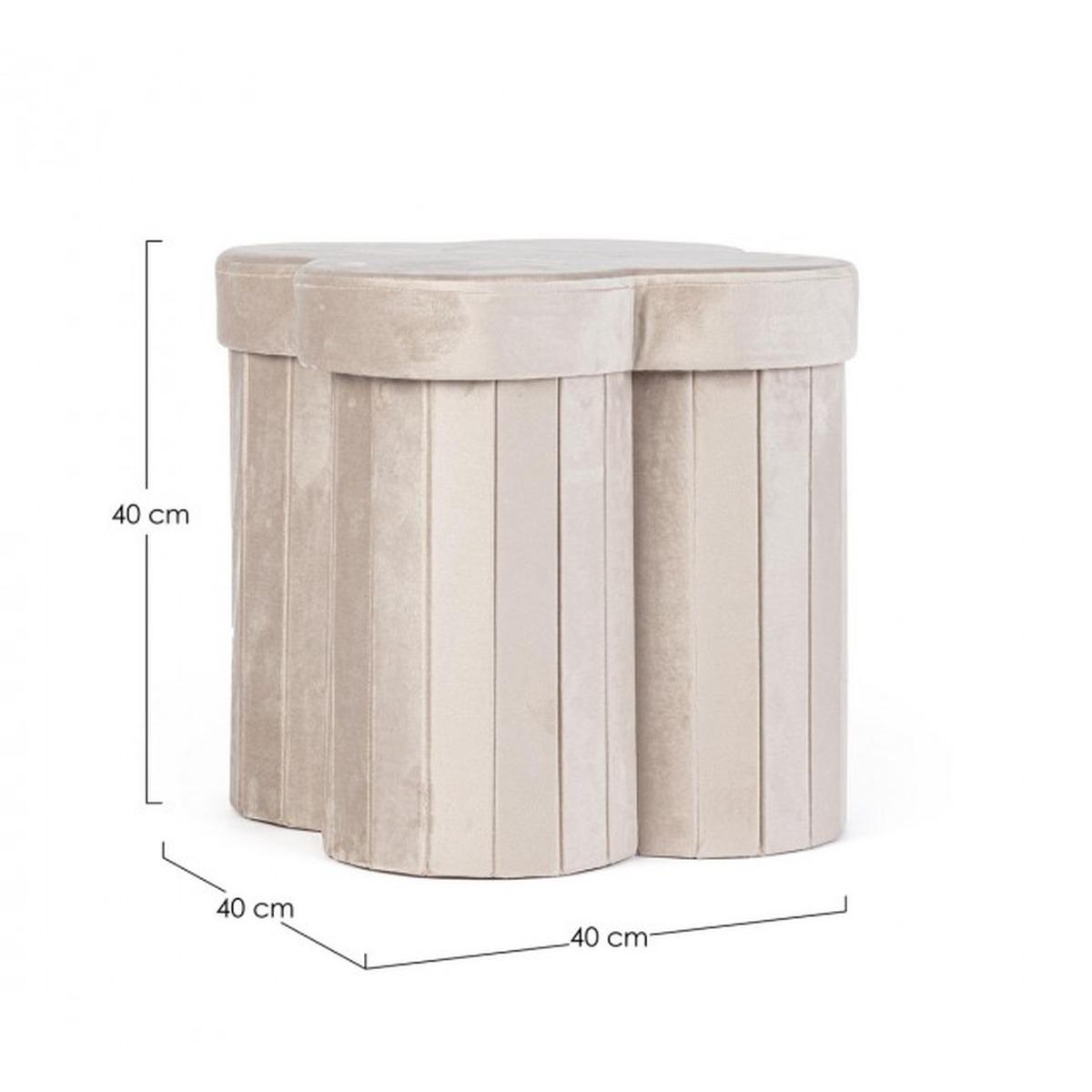 Pouf Contenitore Jocelyn Velluto Beige | Bizzotto