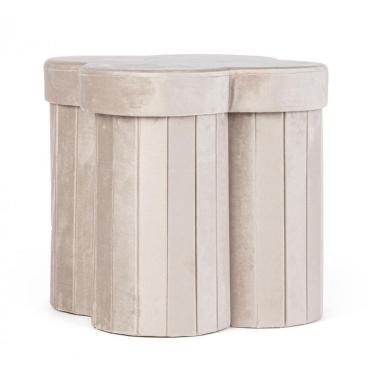 Pouf Contenitore Jocelyn Velluto Beige | Bizzotto