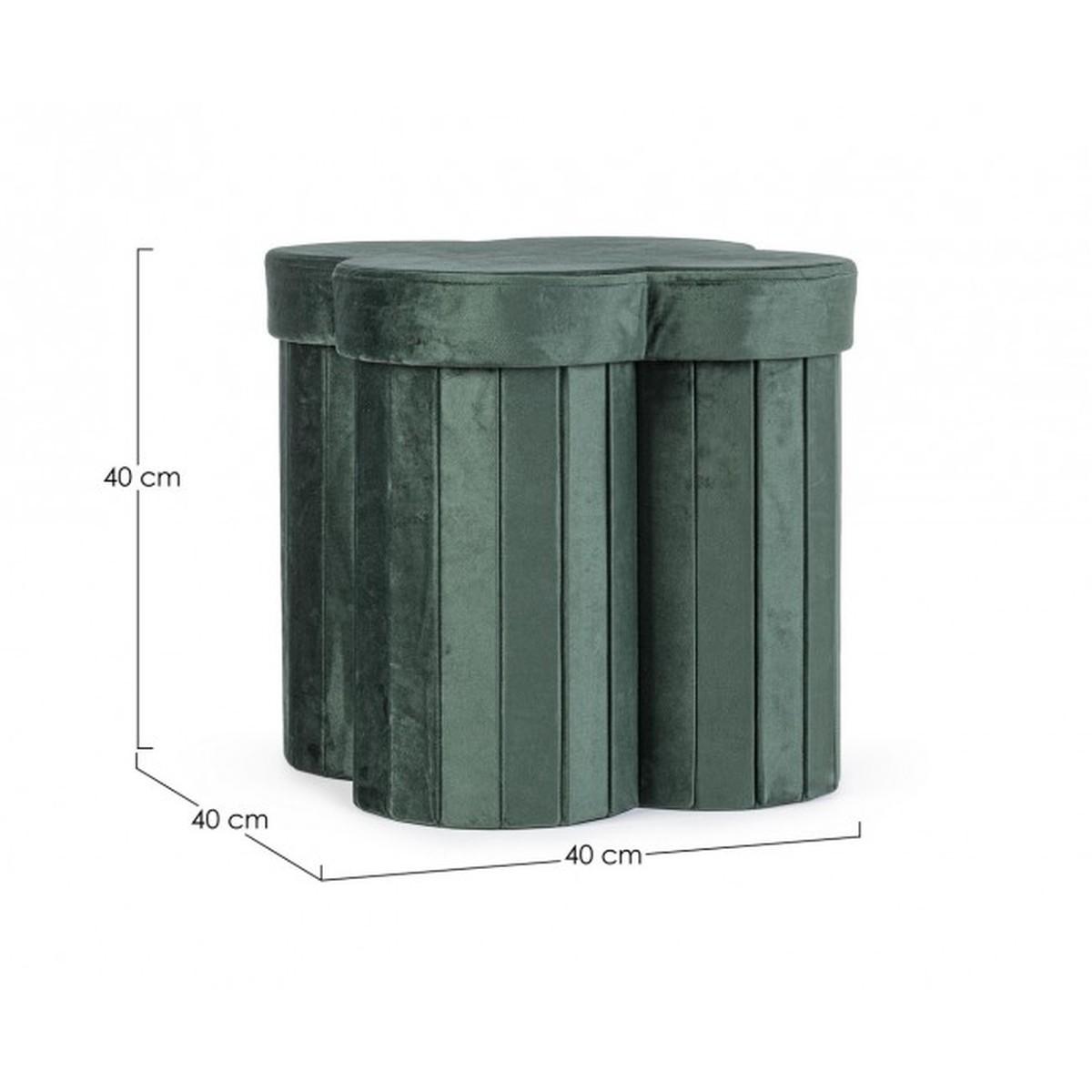 Pouf Contenitore Jocelyn Velluto Verde | Bizzotto
