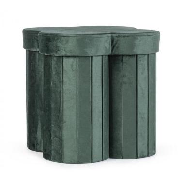 Pouf Contenitore Jocelyn Velluto Verde | Bizzotto