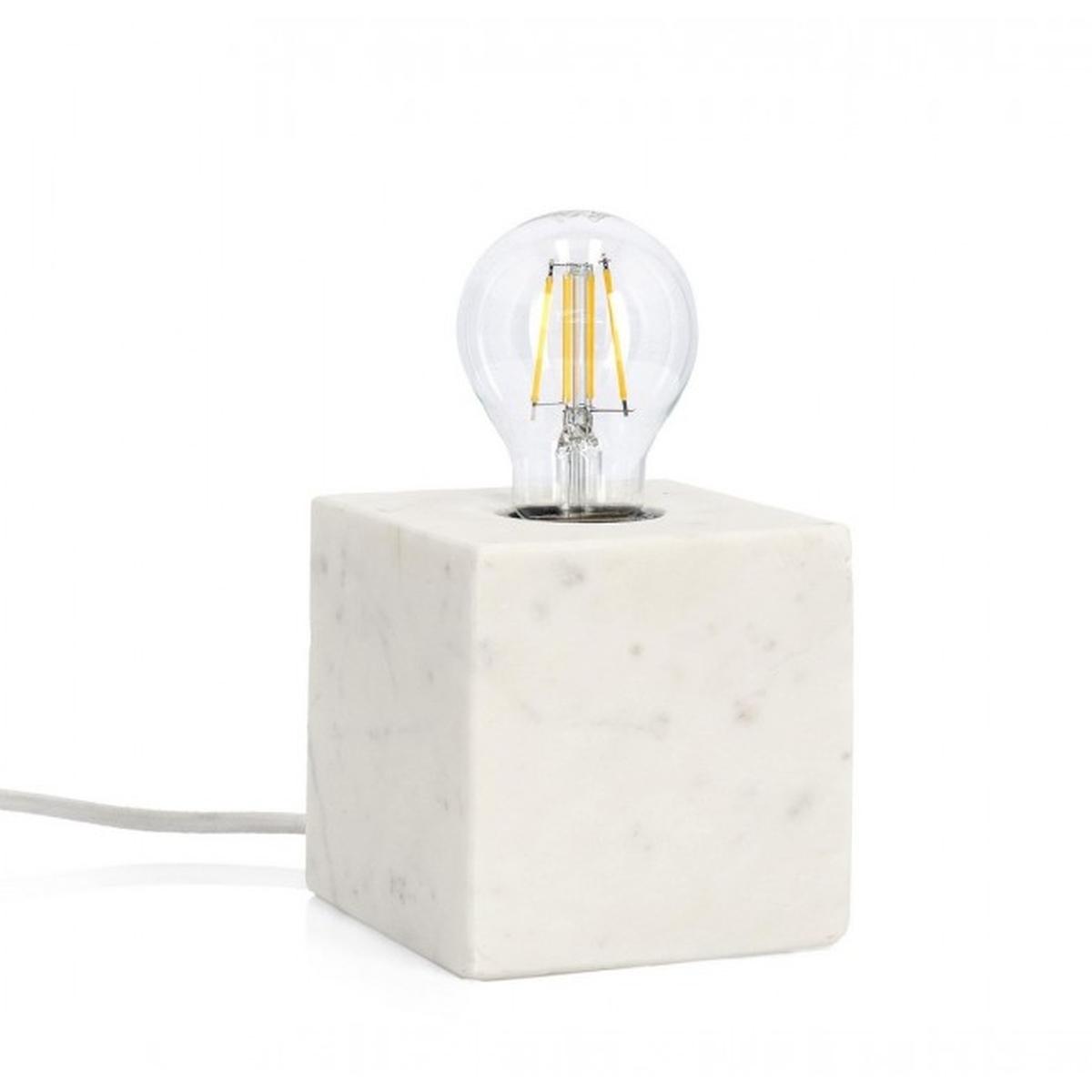 Lampada Tavolo Mandla Marmo Bianco cm.12x12 | Bizzotto