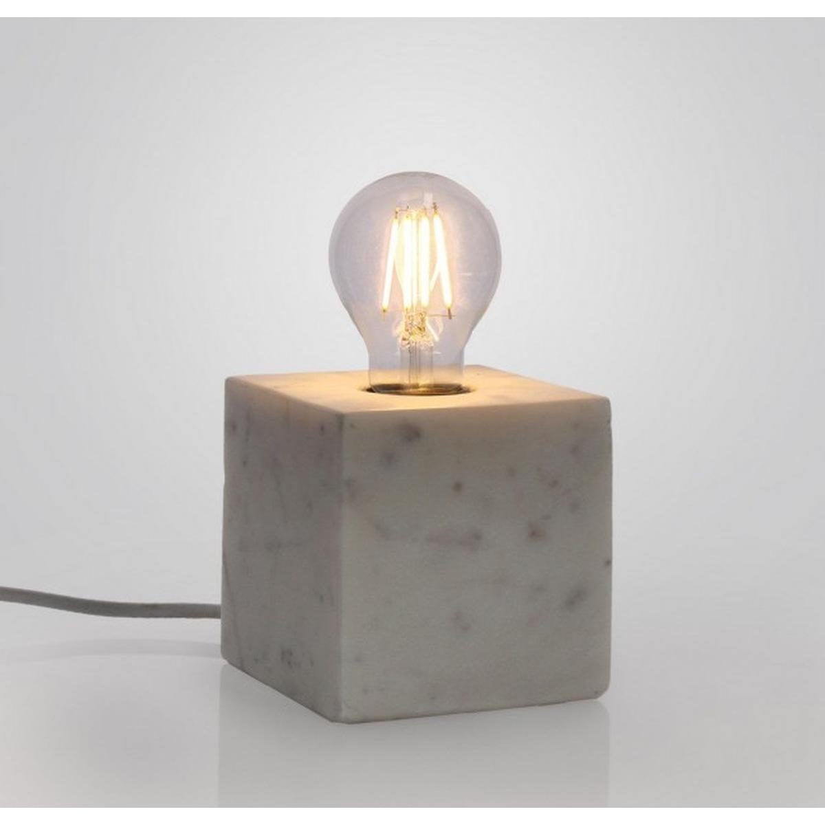 Lampada Tavolo Mandla Marmo Bianco cm.12x12 | Bizzotto