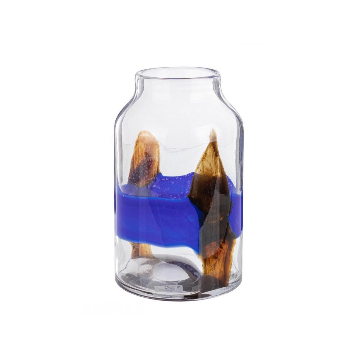 Vaso Eridanus Vetro Blu Nero cm.H24,5 | Bizzotto