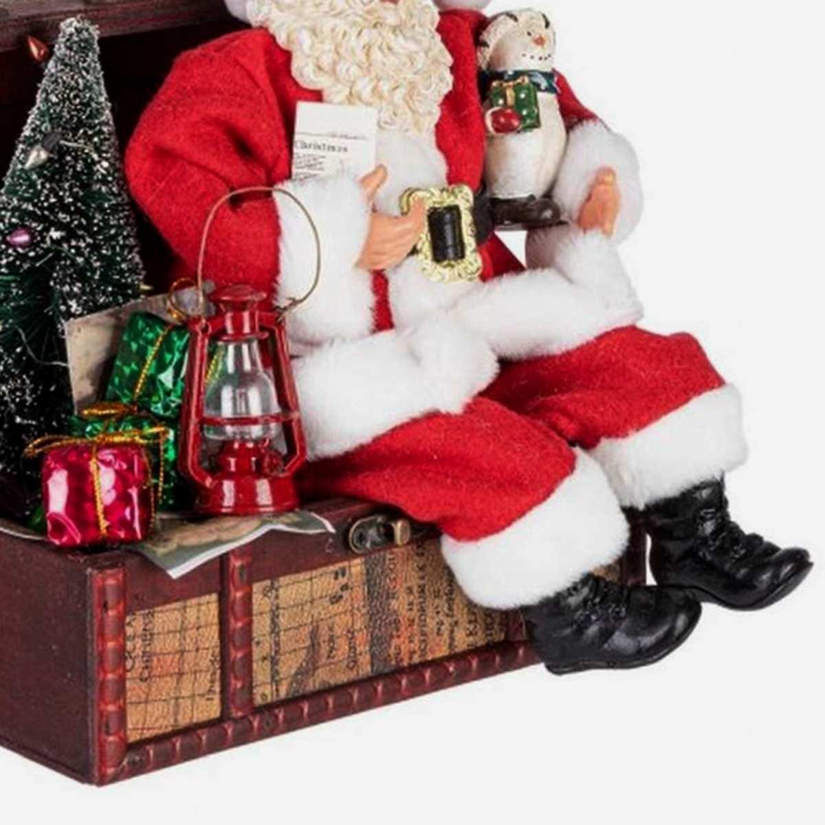 Babbo Natale Denzel Seduto Rosso Con Valigia cm.19x24 |Bizzotto