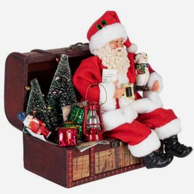 Babbo Natale Denzel Seduto Rosso Con Valigia cm.19x24 |Bizzotto