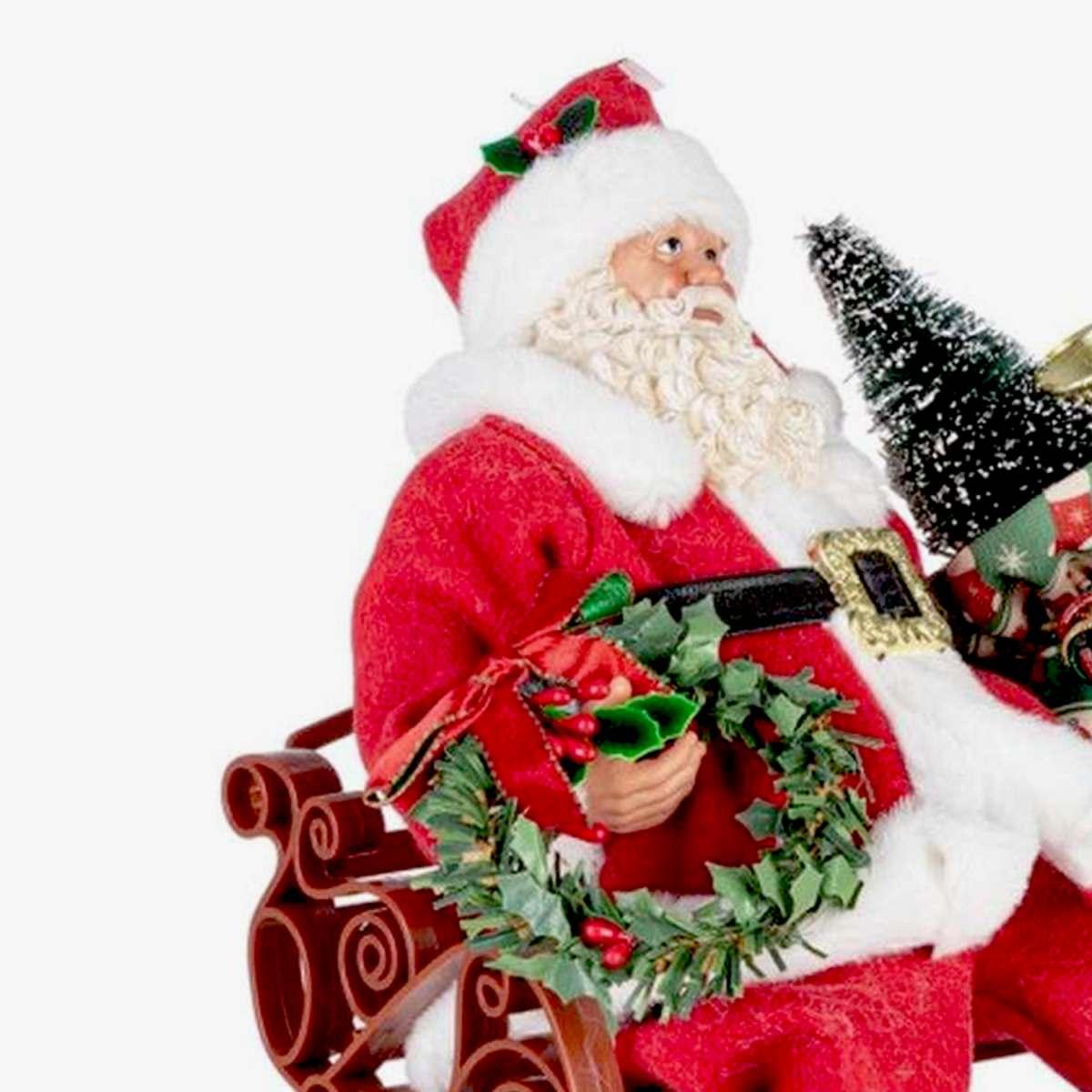 Babbo Natale Denzel Seduto Abito Rosso Con Panchina cm.27x22 |Bizzotto