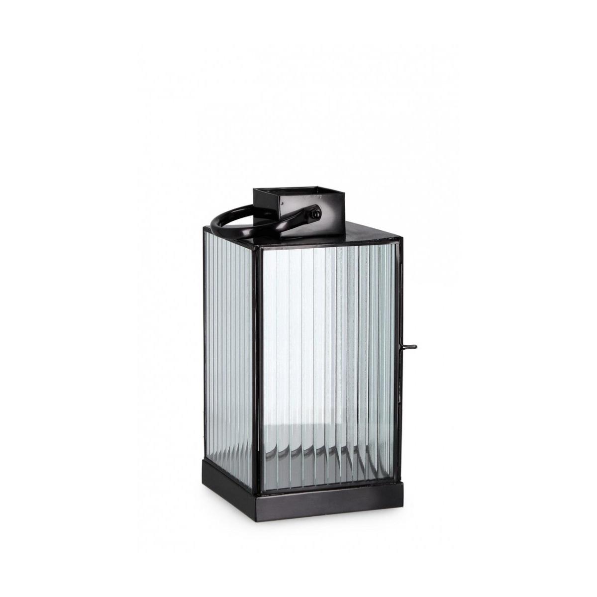 Lanterna Tehri 1 Manico Righe Trasp Nero cm.H27,5 | Bizzotto