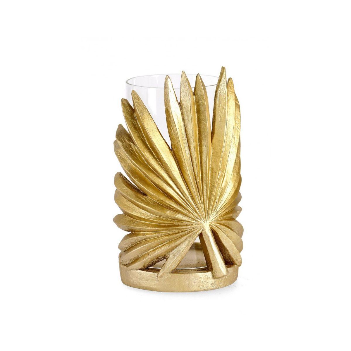 Portacandela Palong Foglia Palma Oro cm.H24,5 | Bizzotto