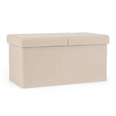 Pouf Contenitore Pieghevole. Joris Ret Boucle Beige | Bizzotto