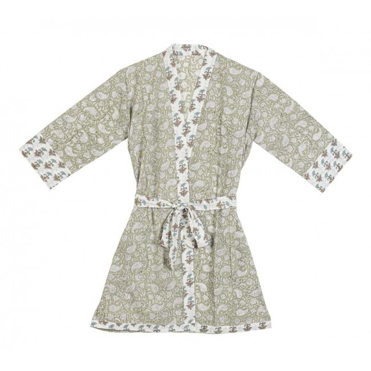 Accappatoio Kimono Heloise Biianco-Verde | Bizzotto