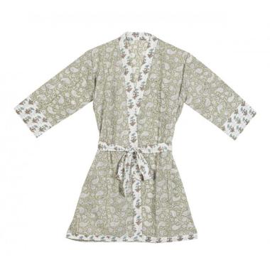 Accappatoio Kimono Heloise Biianco-Verde | Bizzotto