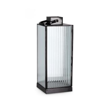 Lanterna Tehri 1 Manico Righe Trasp Nero cm.H37,5 | Bizzotto