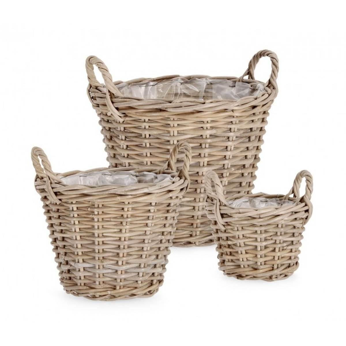 Cesto Set pz.3 -2 Manici Randy Svas Grigio  | Bizzotto