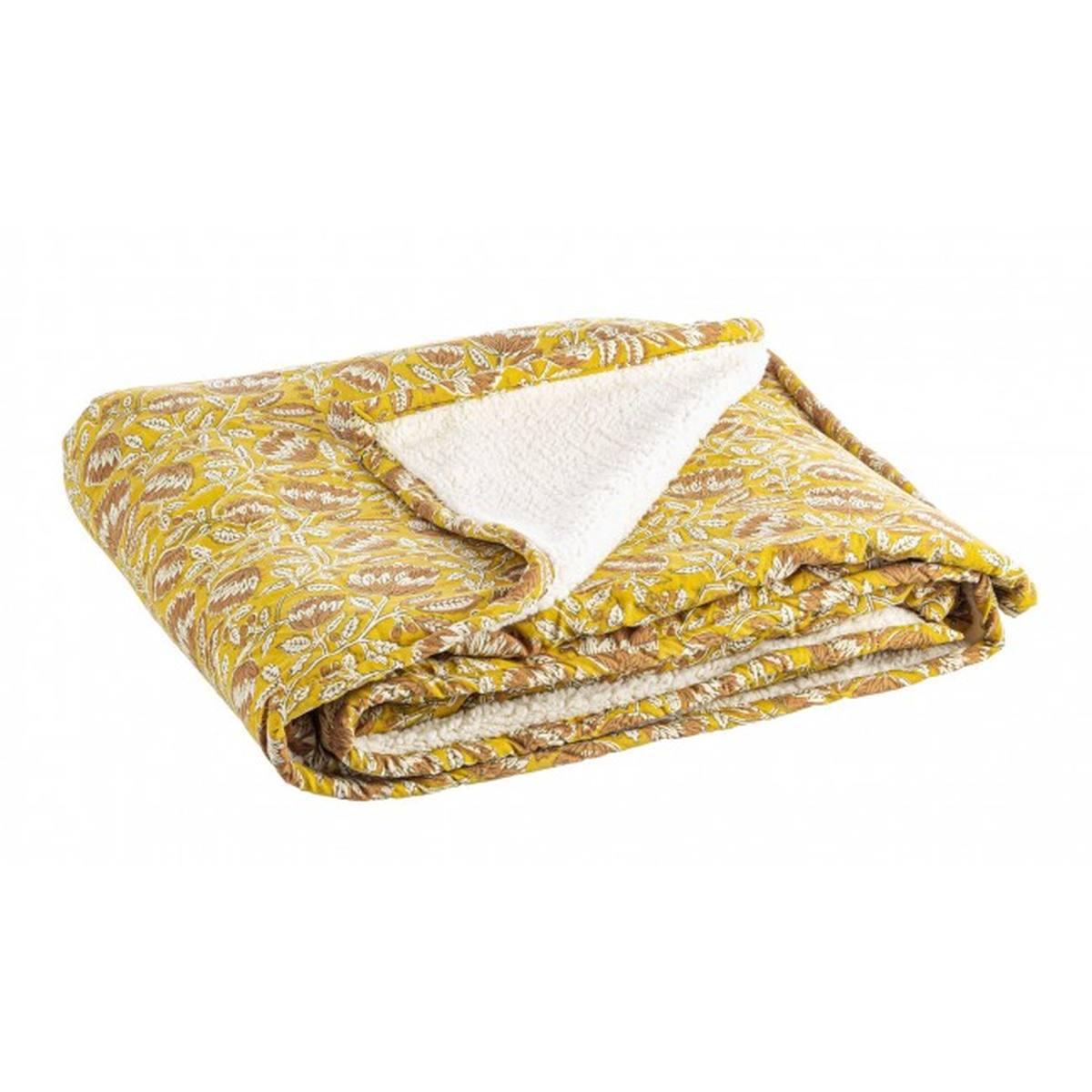 Plaid Chambery Ocra con Fiore Ros cm.130x180 | Bizzotto