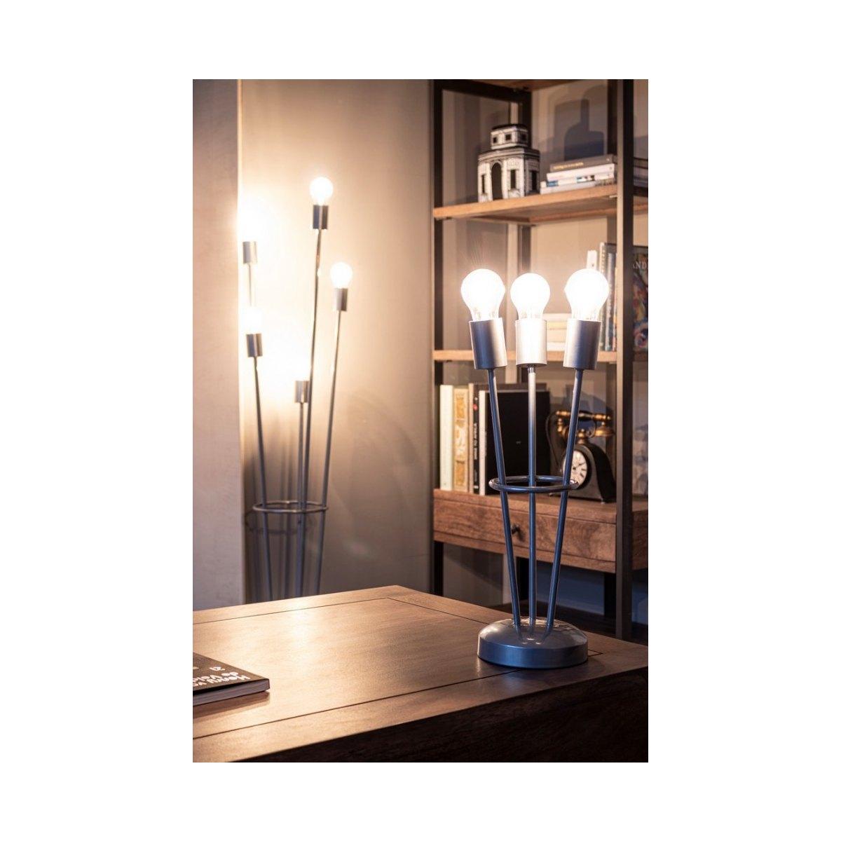 Lampada Tavolo Fiaccola 3Luci Argento cm.H45 | Bizzotto