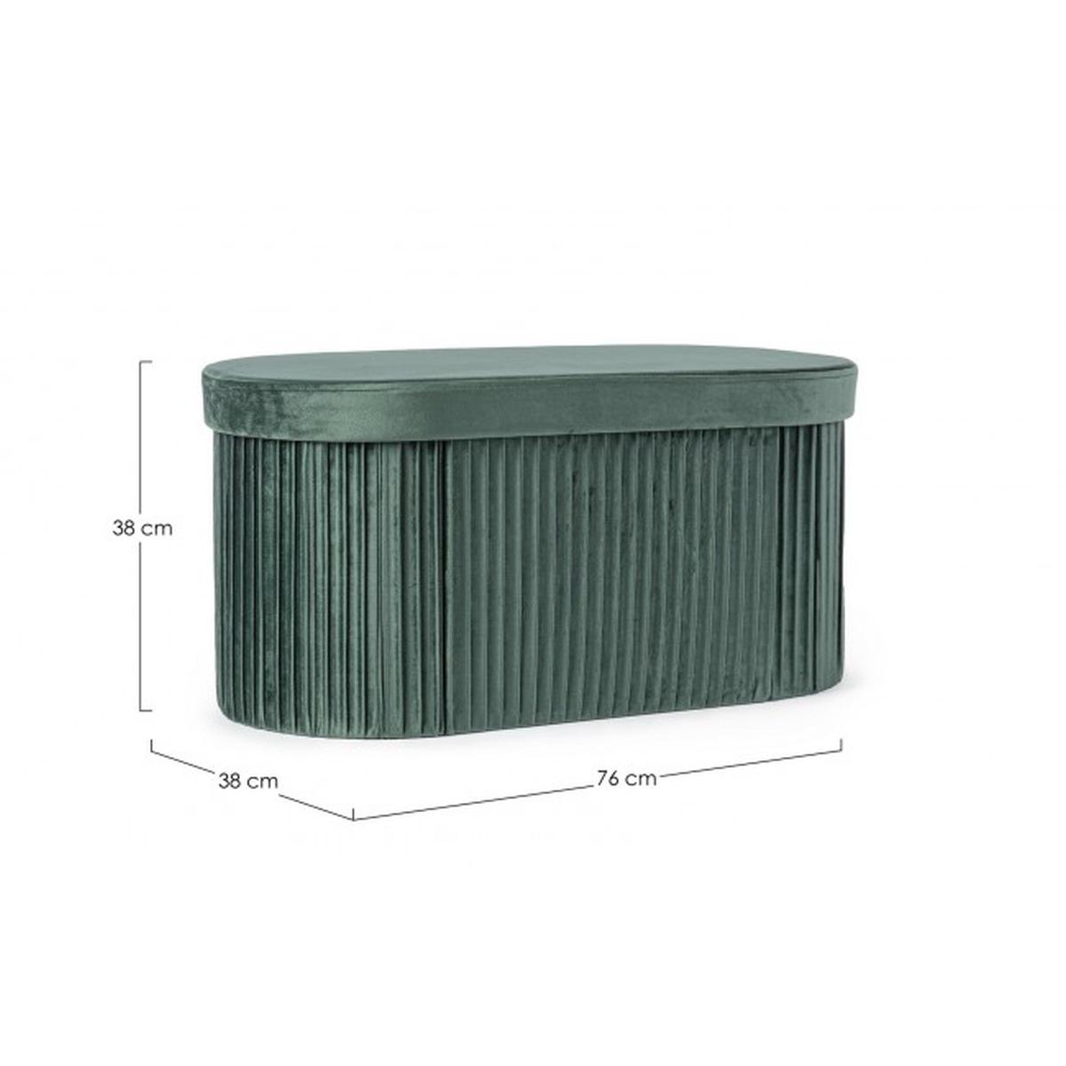 Pouf Contenitore Jocelyn Ovale Velluto Verde | Bizzotto