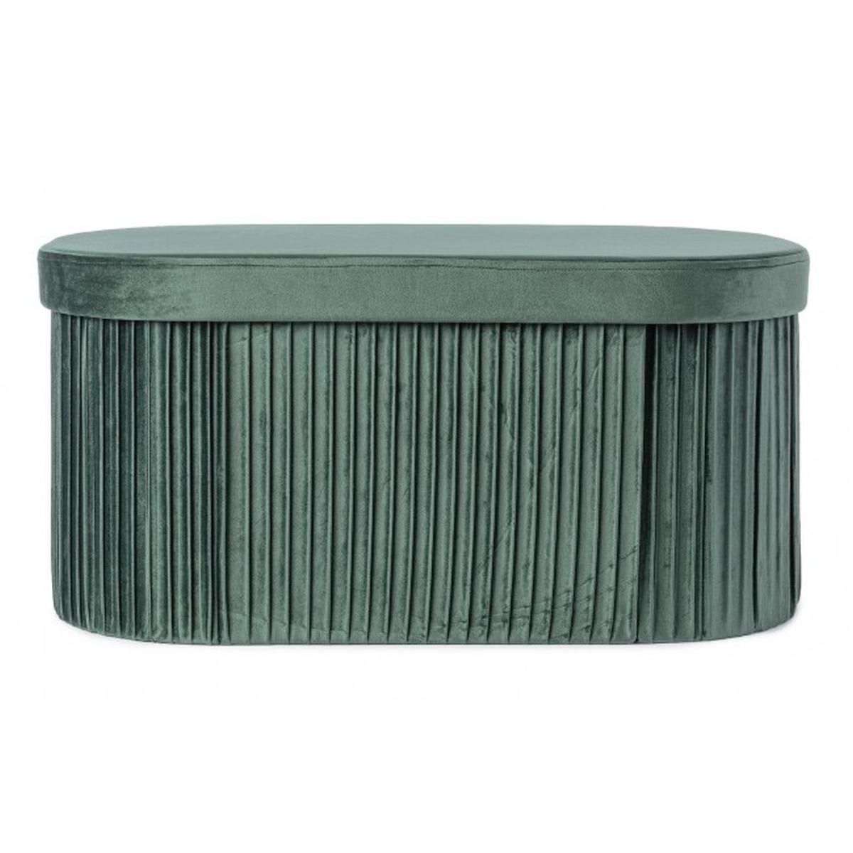 Pouf Contenitore Jocelyn Ovale Velluto Verde | Bizzotto